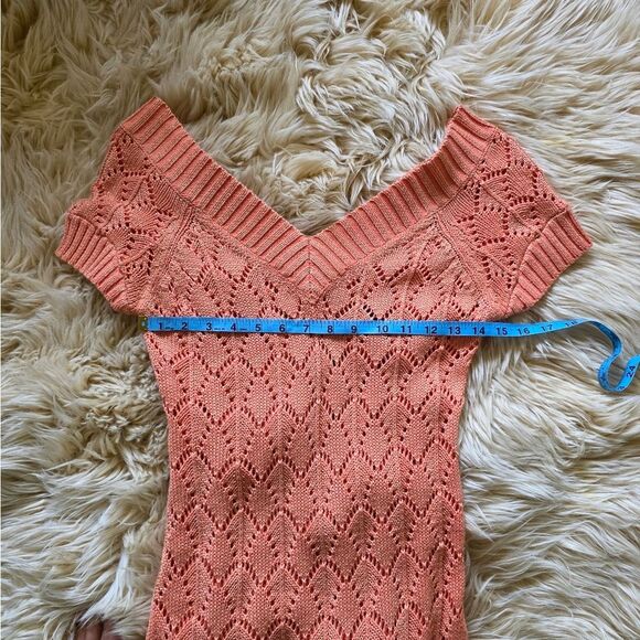 Cache Orange And Gold Metallic Thread Knit Crochet Tunic Medium - Picture 5 of 6
